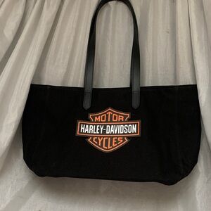 Harley-Davidson Black and Orange Logo Tote